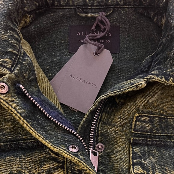 RARE! NWT ALL SAINTS MILITARY FINCH JACKET - size 4 S/M leather - Picture 4 of 6